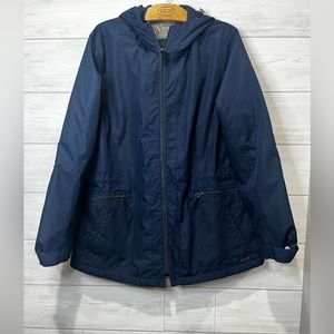 NWOT Natural Reflections Dark Blue Rain Jacket Large with hood